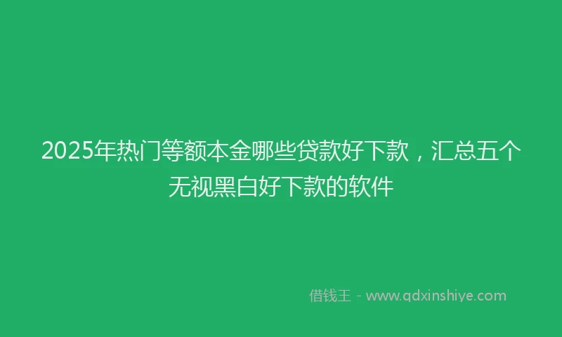 2025年热门等额本金哪些贷款好下款，汇总五个无视黑白好下款的软件
