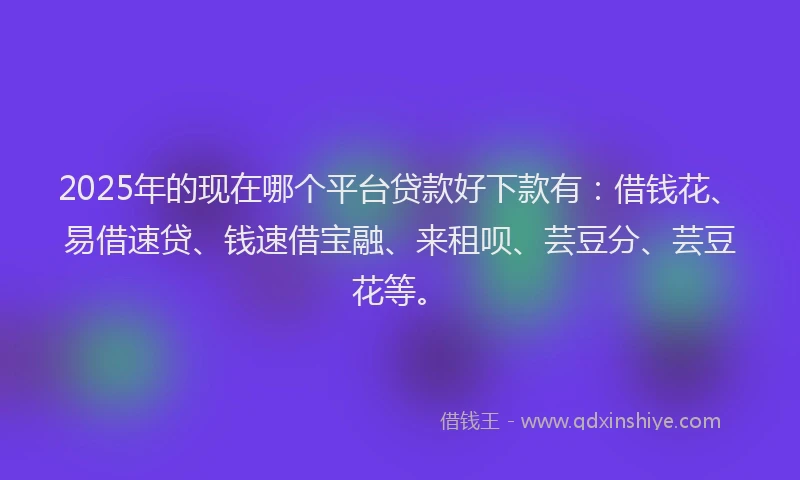 2025年的现在哪个平台贷款好下款有:借钱花、易借速贷、钱速借宝融、来租呗、芸豆分、芸豆花等。