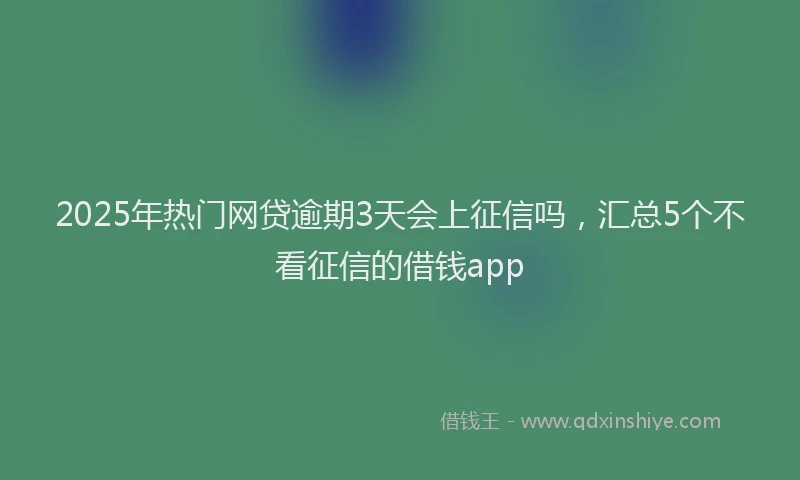 2025年热门网贷逾期3天会上征信吗,汇总5个不看征信的借钱app