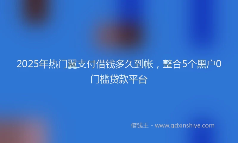 2025年热门翼支付借钱多久到帐,整合5个黑户0门槛贷款平台