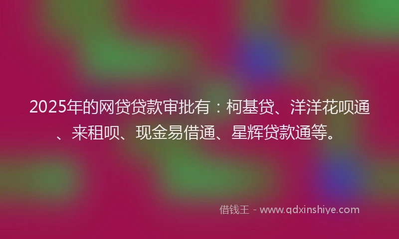 2025年的网贷贷款审批有：柯基贷、洋洋花呗通、来租呗、现金易借通、星辉贷款通等。