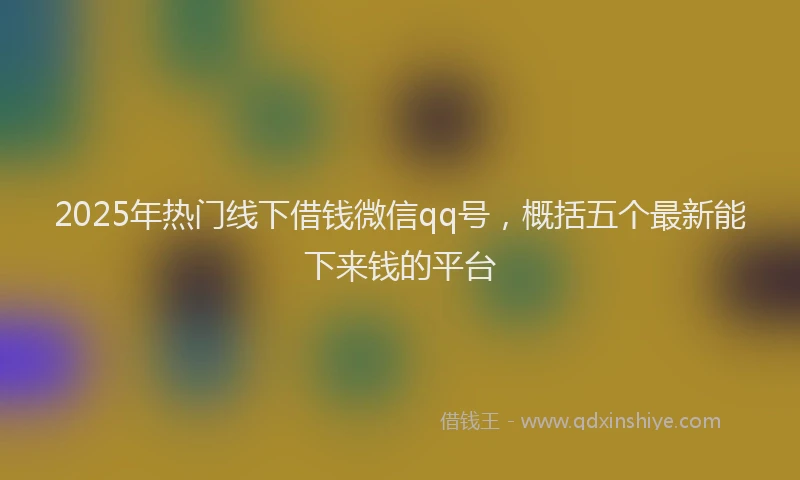 2025年热门线下借钱微信qq号，概括五个最新能下来钱的平台