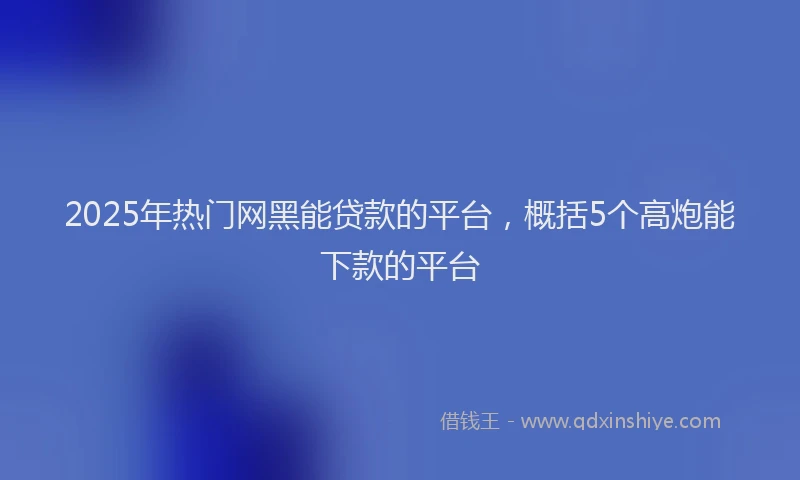 2025年热门网黑能贷款的平台，概括5个高炮能下款的平台
