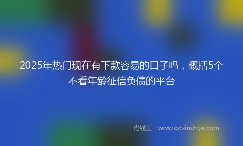 2025年热门现在有下款容易的口子吗，概括5个不看年龄征信负债的平台