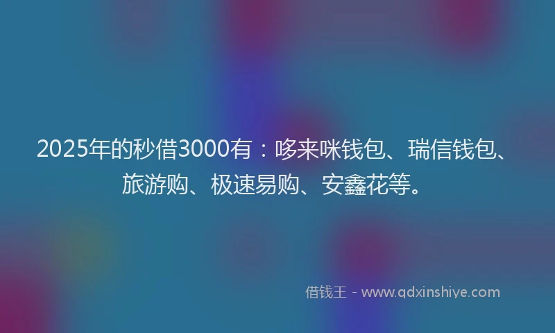 2025年的秒借3000有：哆来咪钱包、瑞信钱包、旅游购、极速易购、安鑫花等。