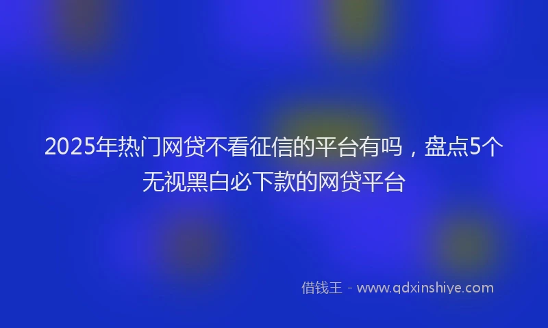 2025年热门网贷不看征信的平台有吗，盘点5个无视黑白必下款的网贷平台