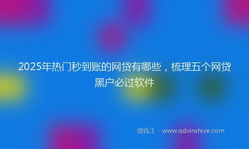 2025年热门秒到账的网贷有哪些，梳理五个网贷黑户必过软件