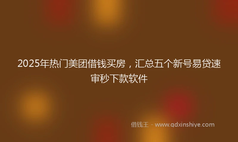 2025年热门美团借钱买房，汇总五个新号易贷速审秒下款软件