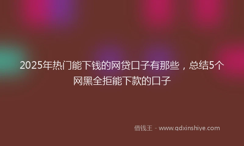 2025年热门能下钱的网贷口子有那些，总结5个网黑全拒能下款的口子