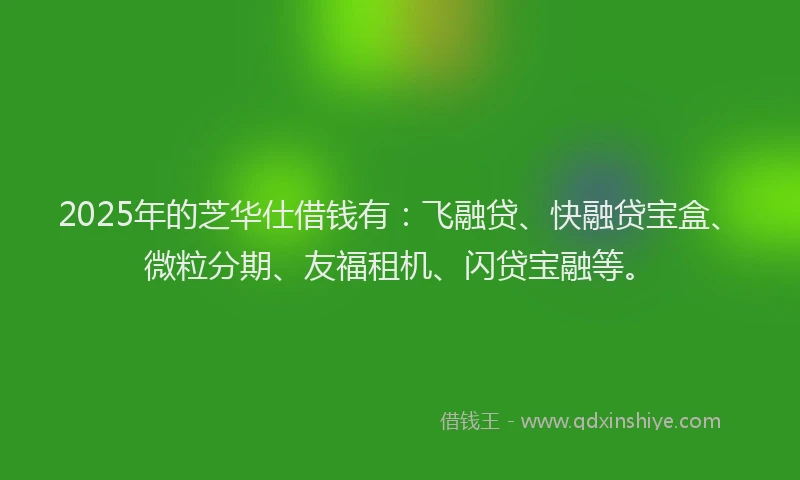 2025年的芝华仕借钱有:飞融贷、快融贷宝盒、微粒分期、友福租机、闪贷宝融等。