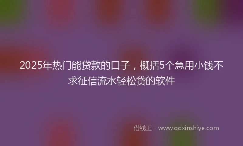 2025年热门能贷款的口子，概括5个急用小钱不求征信流水轻松贷的软件