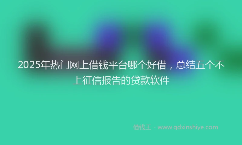 2025年热门网上借钱平台哪个好借,总结五个不上征信报告的贷款软件
