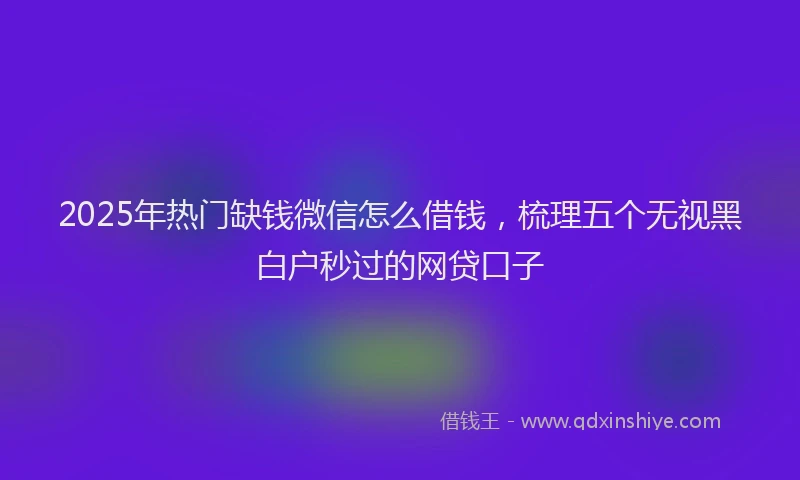 2025年热门缺钱微信怎么借钱,梳理五个无视黑白户秒过的网贷口子