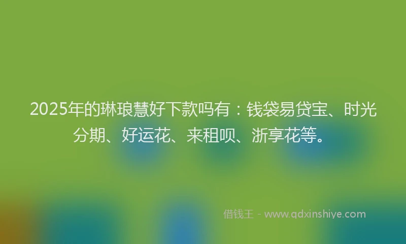 2025年的琳琅慧好下款吗有：钱袋易贷宝、时光分期、好运花、来租呗、浙享花等。