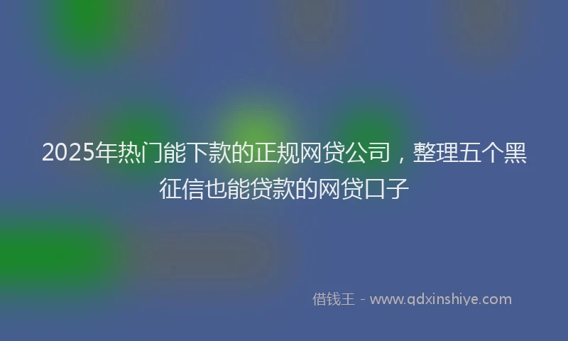 2025年热门能下款的正规网贷公司,整理五个黑征信也能贷款的网贷口子