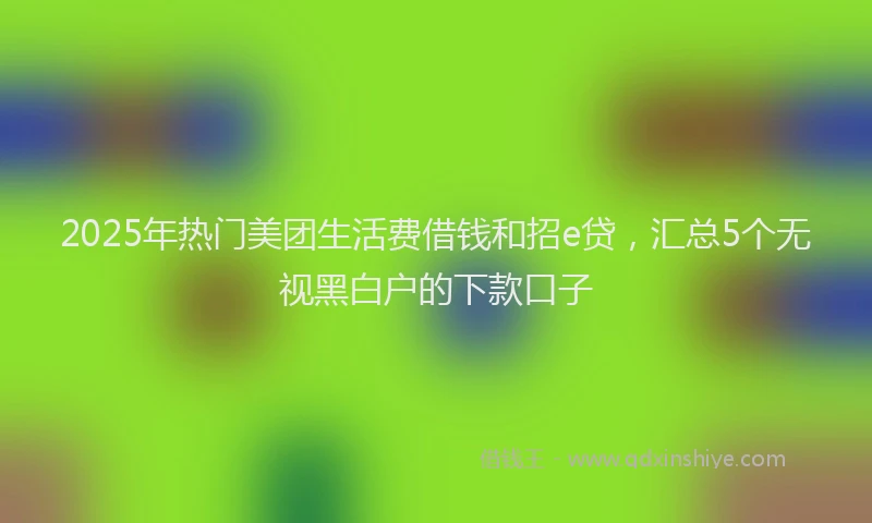 2025年热门美团生活费借钱和招e贷，汇总5个无视黑白户的下款口子