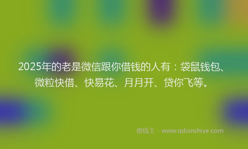 2025年的老是微信跟你借钱的人有:袋鼠钱包、微粒快借、快易花、月月开、贷你飞等。