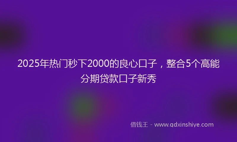 2025年热门秒下2000的良心口子，整合5个高能分期贷款口子新秀