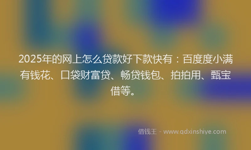 2025年的网上怎么贷款好下款快有：百度度小满有钱花、口袋财富贷、畅贷钱包、拍拍用、甄宝借等。