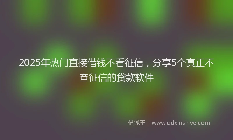 2025年热门直接借钱不看征信，分享5个真正不查征信的贷款软件