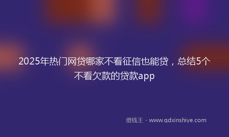 2025年热门网贷哪家不看征信也能贷，总结5个不看欠款的贷款app