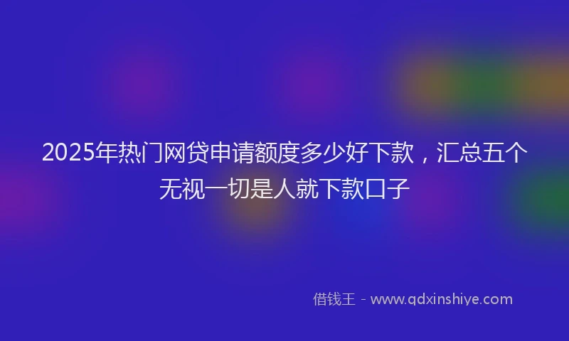 2025年热门网贷申请额度多少好下款，汇总五个无视一切是人就下款口子