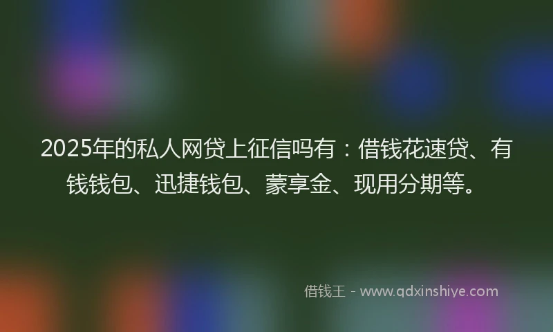 2025年的私人网贷上征信吗有:借钱花速贷、有钱钱包、迅捷钱包、蒙享金、现用分期等。