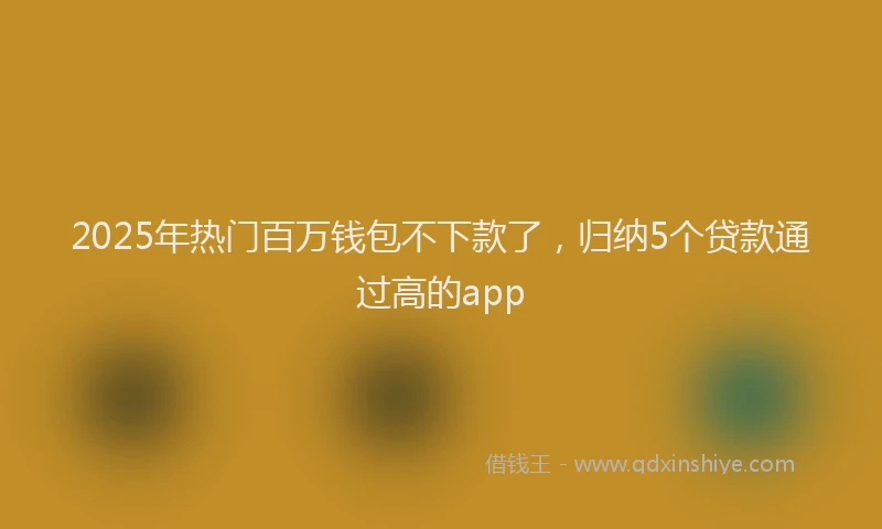 2025年热门百万钱包不下款了，归纳5个贷款通过高的app