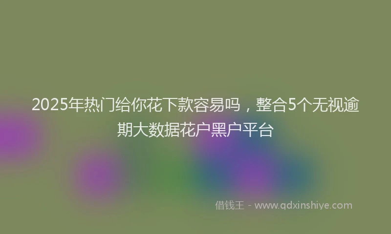 2025年热门给你花下款容易吗，整合5个无视逾期大数据花户黑户平台