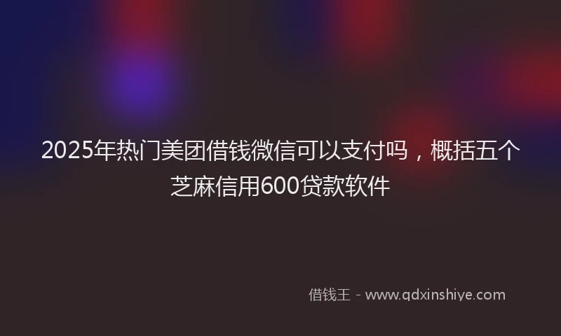 2025年热门美团借钱微信可以支付吗，概括五个芝麻信用600贷款软件