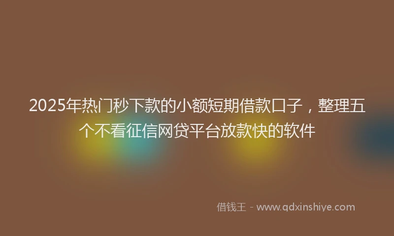 2025年热门秒下款的小额短期借款口子，整理五个不看征信网贷平台放款快的软件