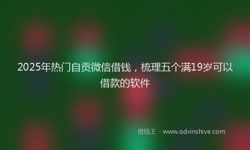 2025年热门自贡微信借钱,梳理五个满19岁可以借款的软件