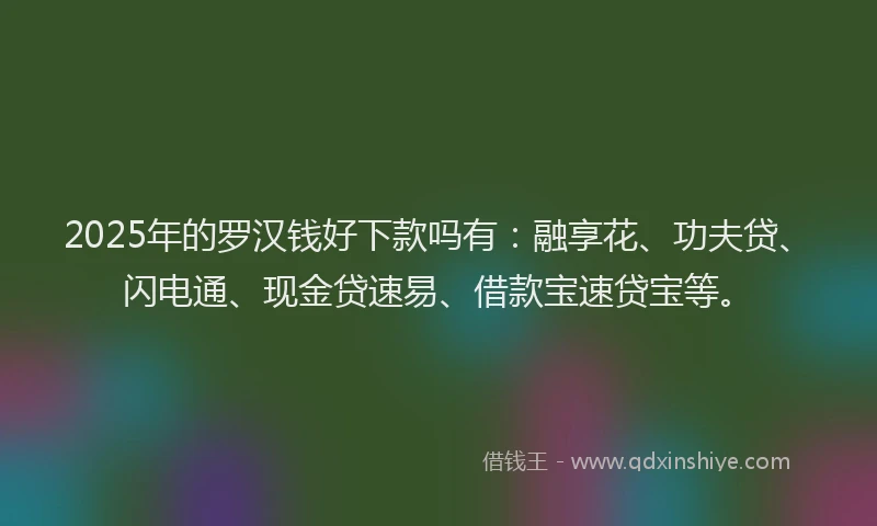 2025年的罗汉钱好下款吗有：融享花、功夫贷、闪电通、现金贷速易、借款宝速贷宝等。