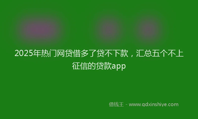 2025年热门网贷借多了贷不下款，汇总五个不上征信的贷款app