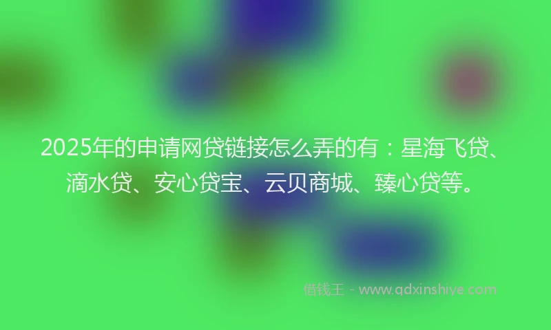 2025年的申请网贷链接怎么弄的有：星海飞贷、滴水贷、安心贷宝、云贝商城、臻心贷等。