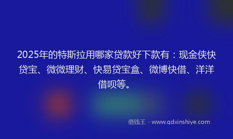 2025年的特斯拉用哪家贷款好下款有：现金侠快贷宝、微微理财、快易贷宝盒、微博快借、洋洋借呗等。