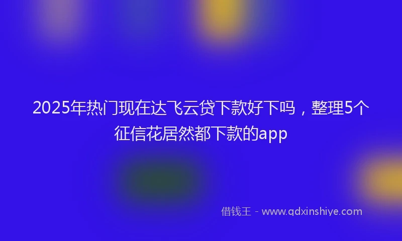 2025年热门现在达飞云贷下款好下吗，整理5个征信花居然都下款的app