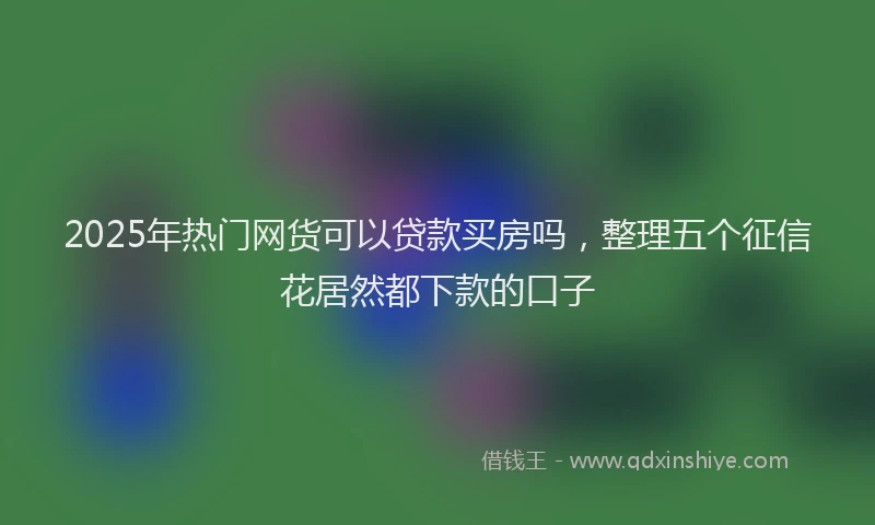 2025年热门网货可以贷款买房吗，整理五个征信花居然都下款的口子