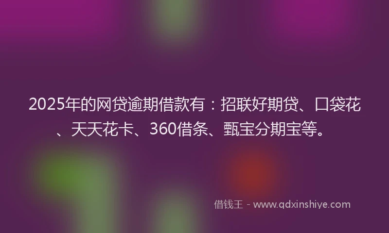 2025年的网贷逾期借款有:招联好期贷、口袋花、天天花卡、360借条、甄宝分期宝等。