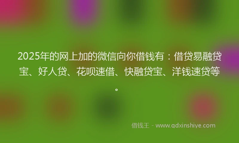 2025年的网上加的微信向你借钱有：借贷易融贷宝、好人贷、花呗速借、快融贷宝、洋钱速贷等。