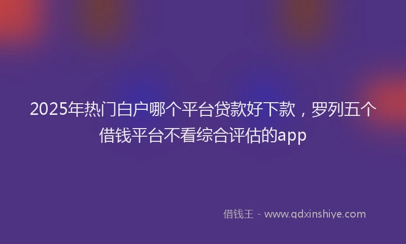 2025年热门白户哪个平台贷款好下款，罗列五个借钱平台不看综合评估的app