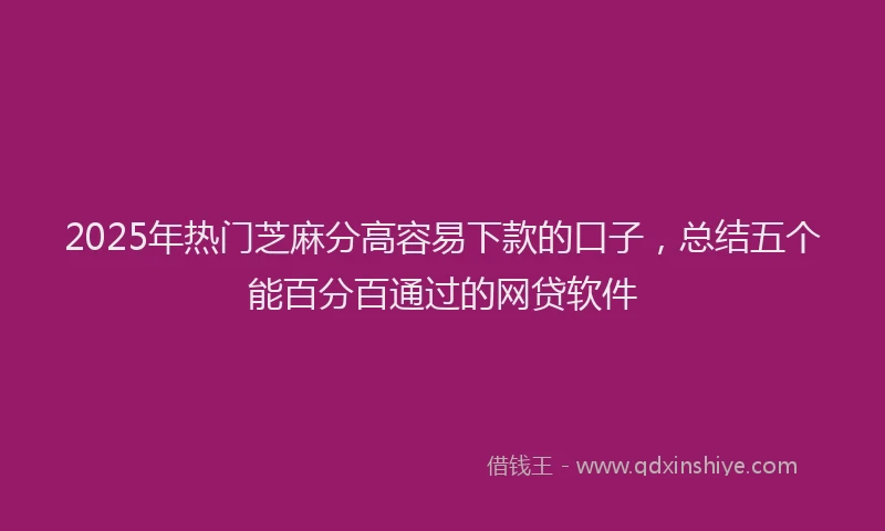 2025年热门芝麻分高容易下款的口子，总结五个能百分百通过的网贷软件