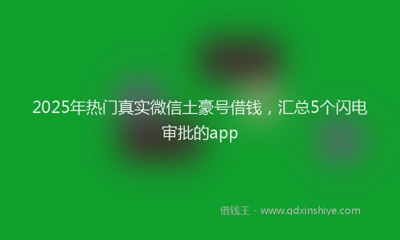 2025年热门真实微信土豪号借钱，汇总5个闪电审批的app