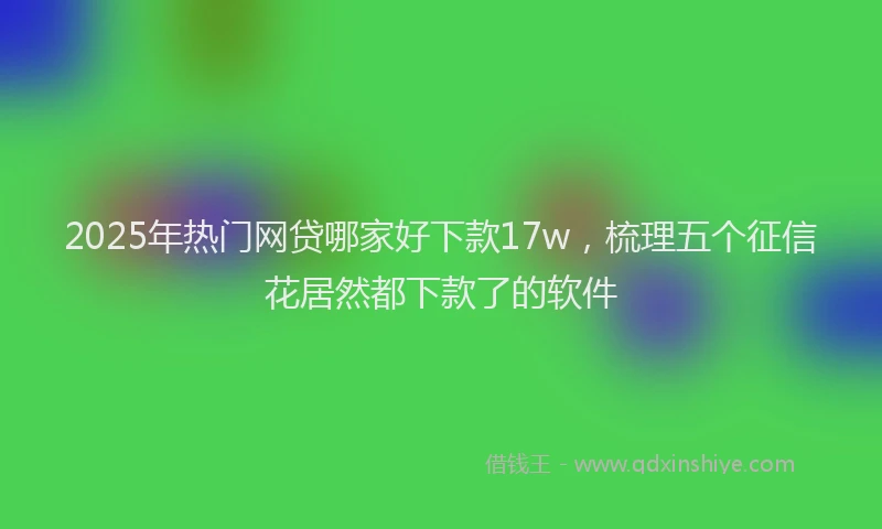 2025年热门网贷哪家好下款17w，梳理五个征信花居然都下款了的软件