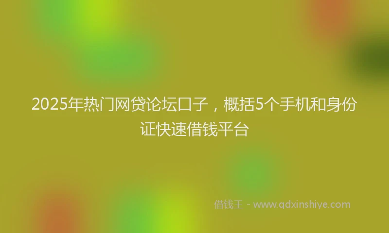 2025年热门网贷论坛口子，概括5个手机和身份证快速借钱平台