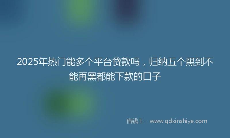 2025年热门能多个平台贷款吗，归纳五个黑到不能再黑都能下款的口子