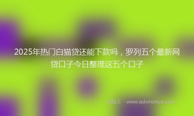 2025年热门白猫贷还能下款吗，罗列五个最新网贷口子今日整理这五个口子