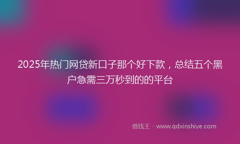 2025年热门网贷新口子那个好下款,总结五个黑户急需三万秒到的的平台