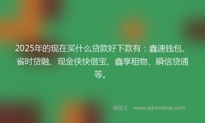 2025年的现在买什么贷款好下款有:鑫速钱包、省时贷融、现金侠快借宝、鑫享租物、瞬信贷通等。