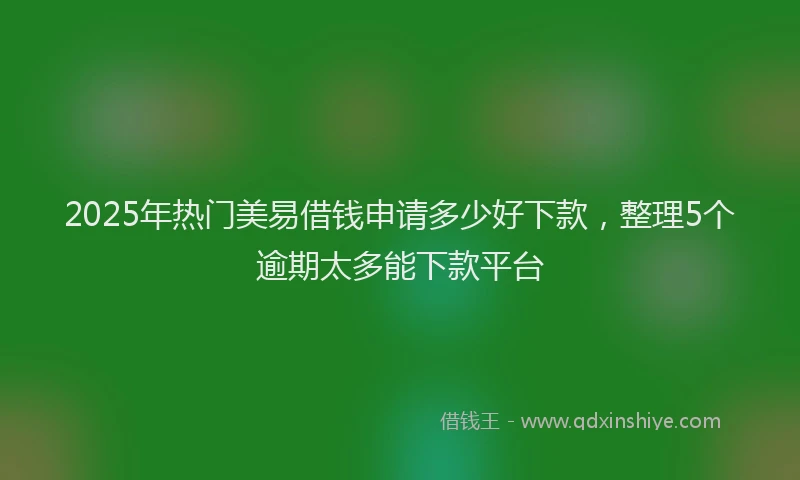 2025年热门美易借钱申请多少好下款，整理5个逾期太多能下款平台